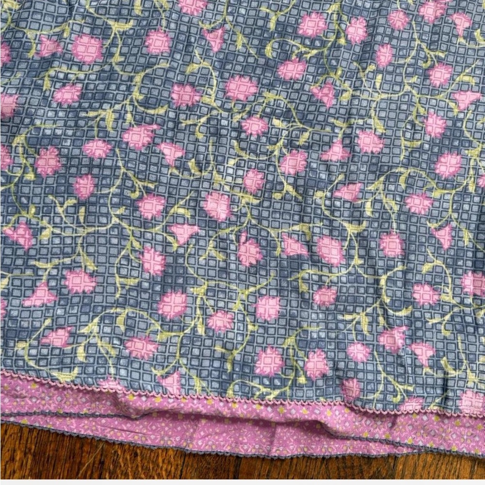 Vintage floral skirt in blue with lavender and green floral print - Picture 5 of 11